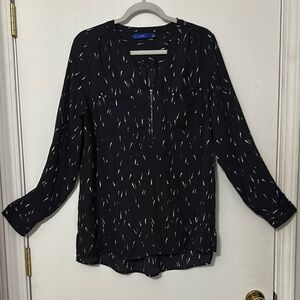 Apt. 9 Black and White Mandarin Collar Blouse